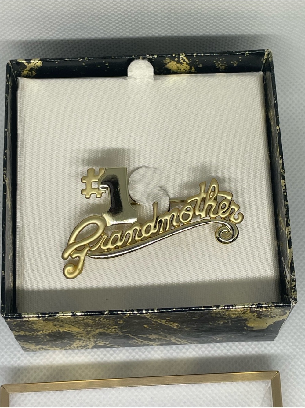 Vintage #1 Number One Grandmother Gold Tone Brooch Lapel Pin 2.5” Estate Jewelry